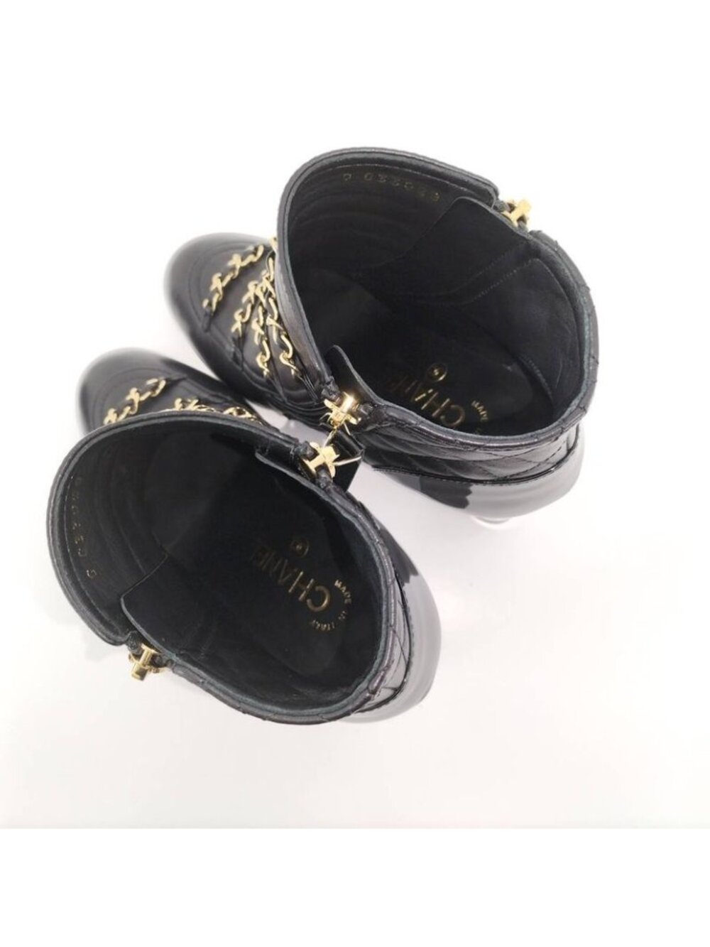 Chanel Chain Ankle Boots Leather Black Size 35 - Picture 8 of 11